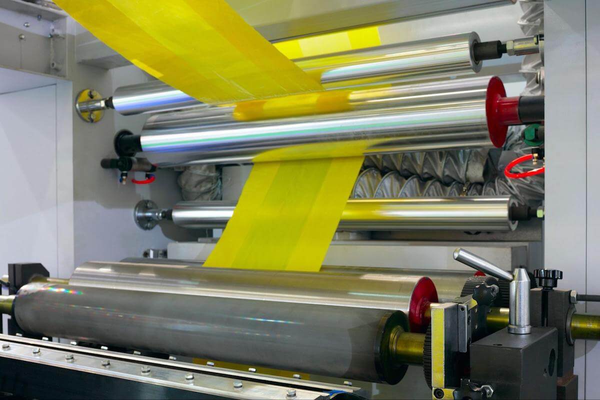 Flexographic printing producing labels