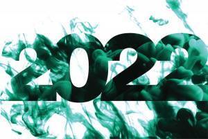 Floating ink behind numbers 2022 for inkjet trends