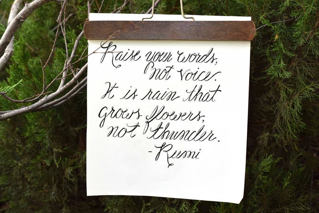 Raise your words quote calligraphy