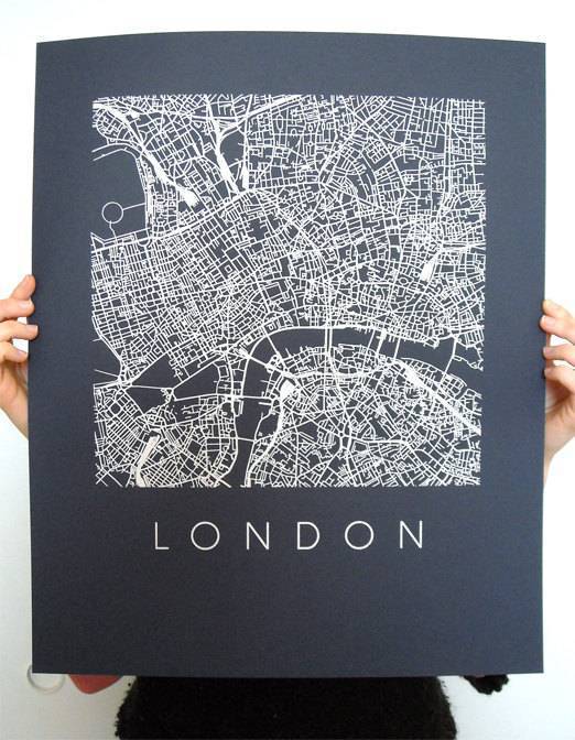 London Street Map Hand pulled Screen print