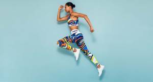Woman wearing colorful sportswear printed with water-based-pigment ink