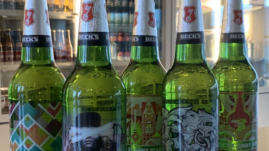 becks beer bottles showing trend of direct to object printed labels using industrial inkjet production