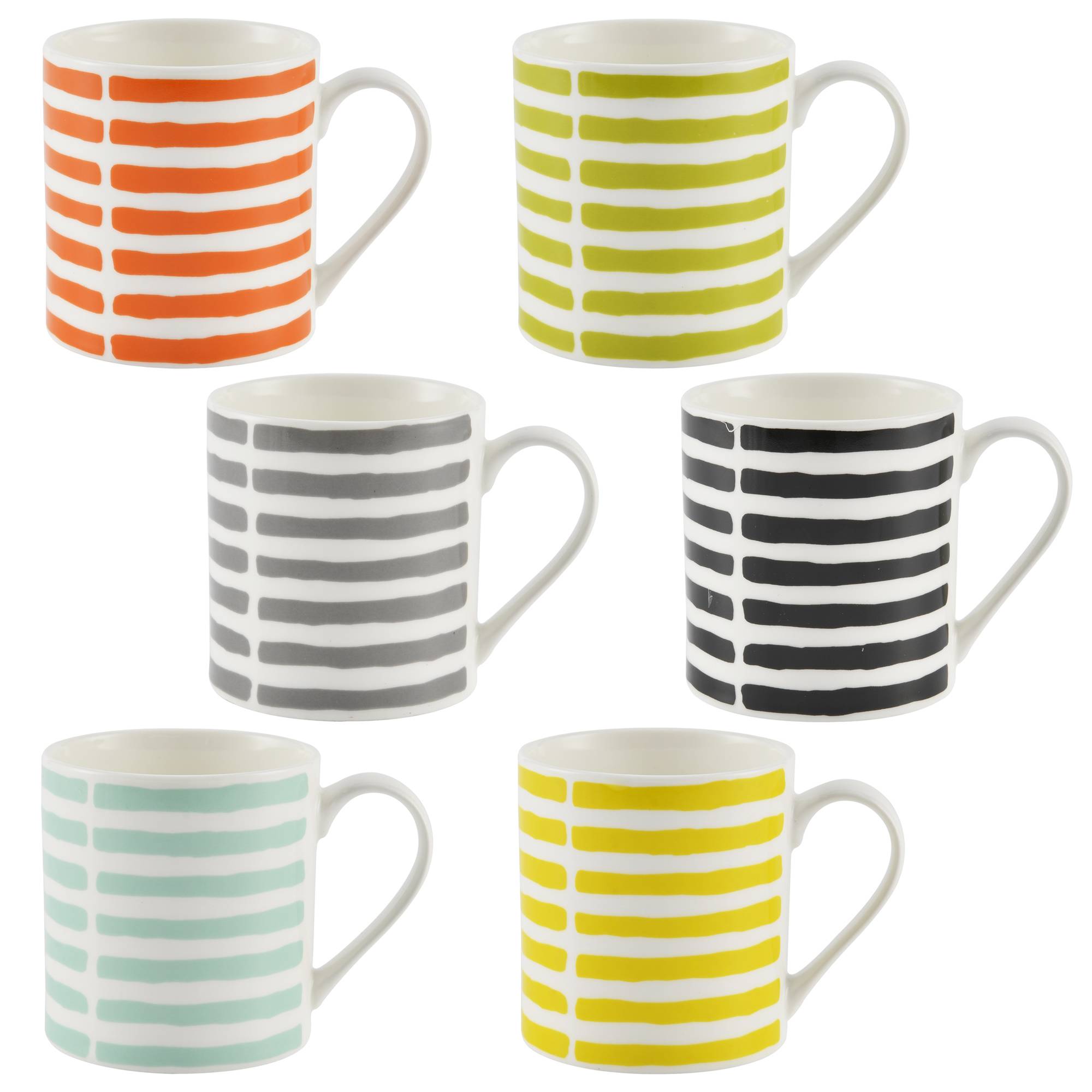 colorful ceramic mugs