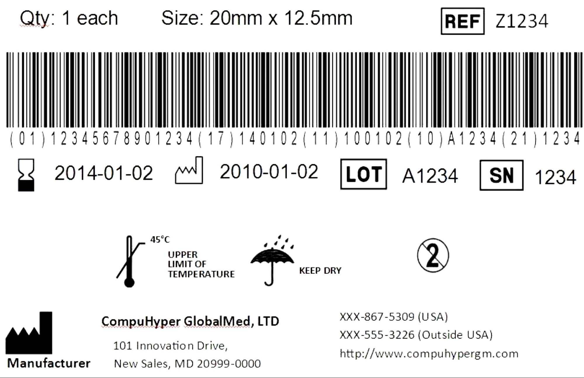 Label showing udi coding for medical products