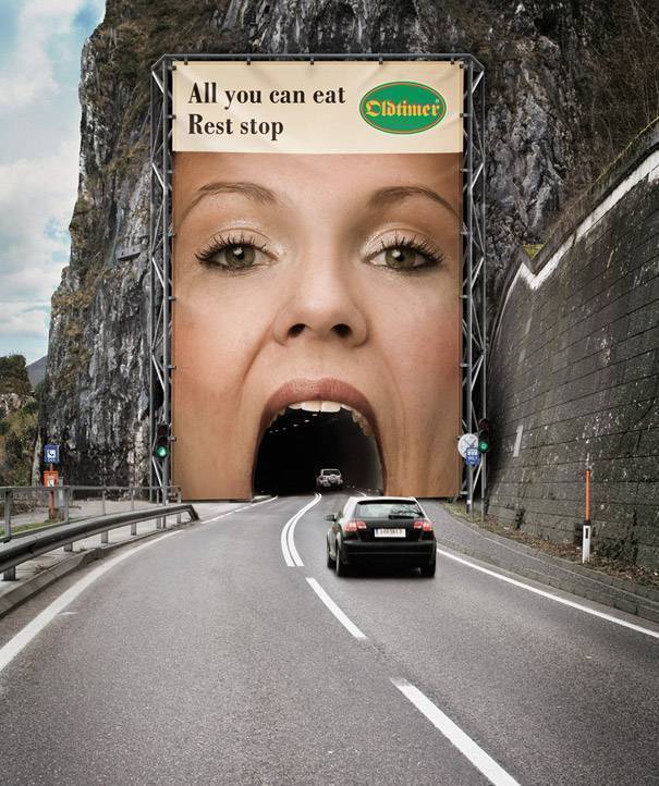 Big mouth billboard on a mountain
