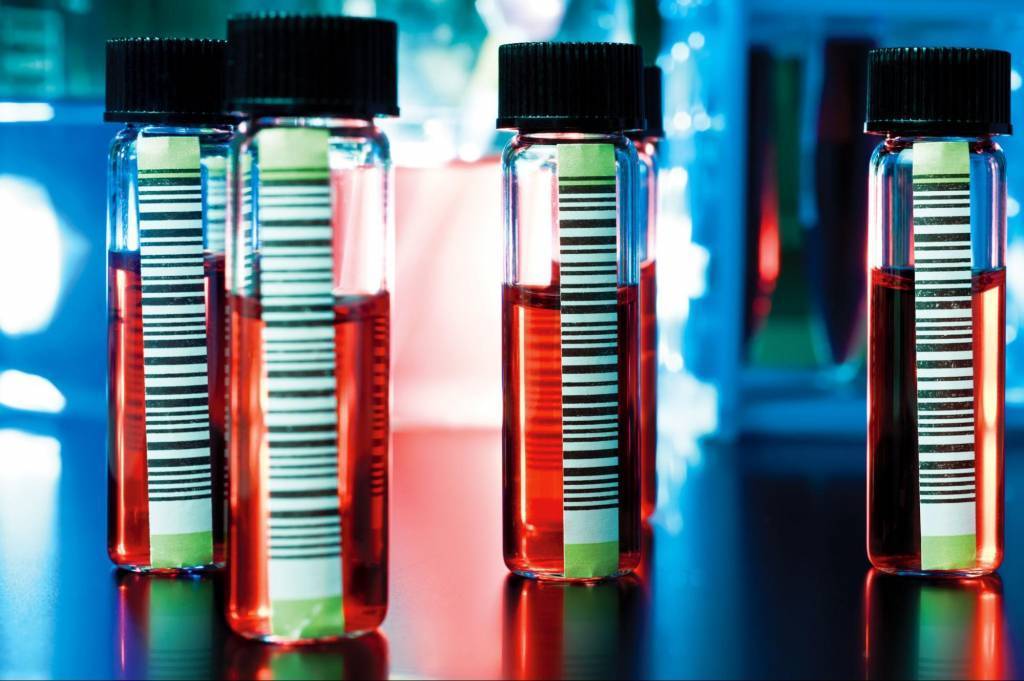 vials with printed barcodes