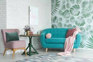 Home interior design wallpaper printed with wide-format technology