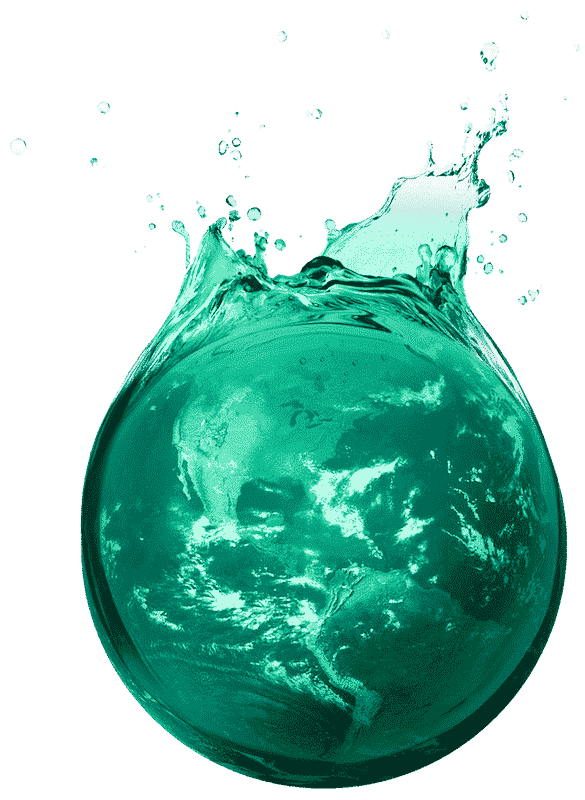 Water droplet splash with the Earth inside representing sustainable eco friendly solutions from kao collins in cincinnati ohio usa