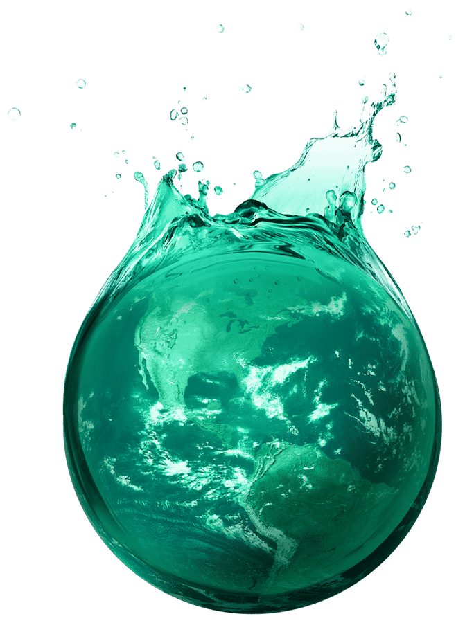 water droplet splash with the Earth inside
