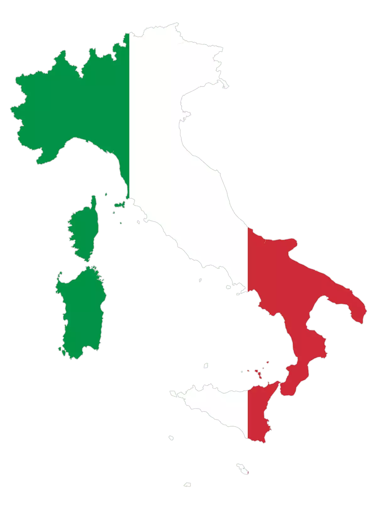 Map of Italy with flag colors